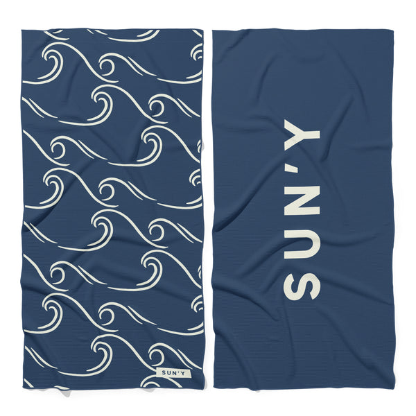 SUN'Y Curl Sand Free Beach Towel – Waffle Microfiber, Quick-Dry