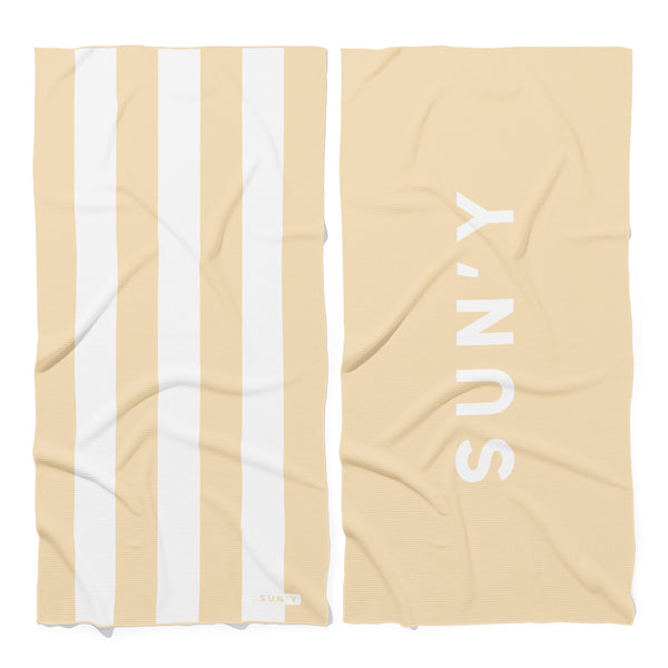 SUN'Y Natural Sand Sand Free Beach Towel – Waffle Microfiber, Quick-Dry