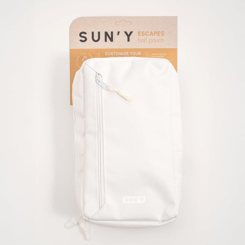 SUN'Y ESCAPES beach chair half pouch accessory in retail packaging with zipper closure