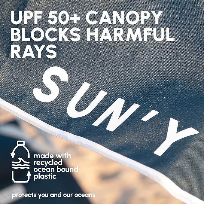 SUN'Y beach umbrella UPF 50+ canopy made with recycled ocean-bound plastic for sun protection