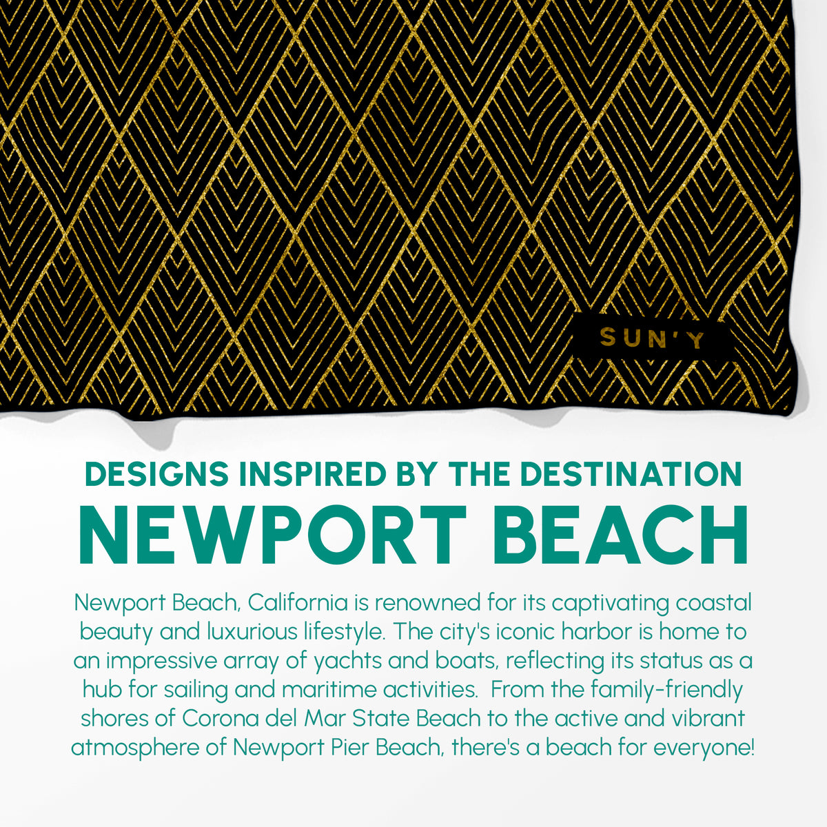 Newport sand free towel displayed at a California beach scene