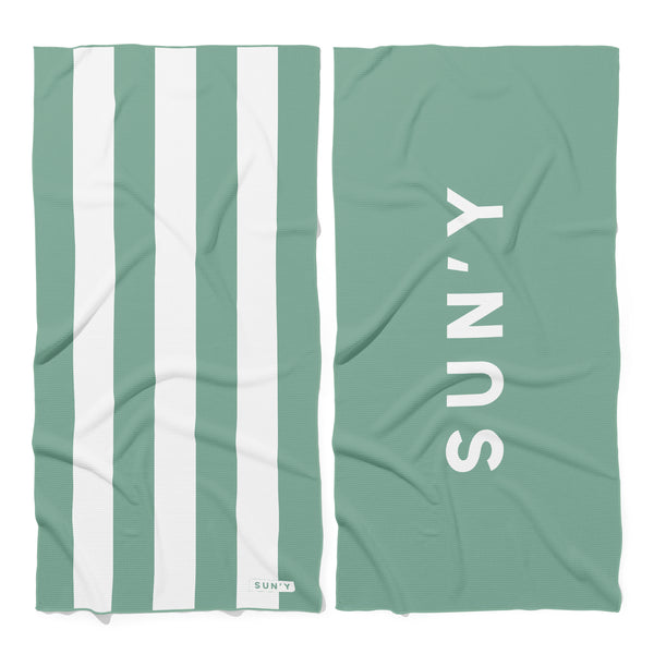 SUN'Y Seafoam Green Sand Free Beach Towel – Waffle Microfiber, Quick-Dry