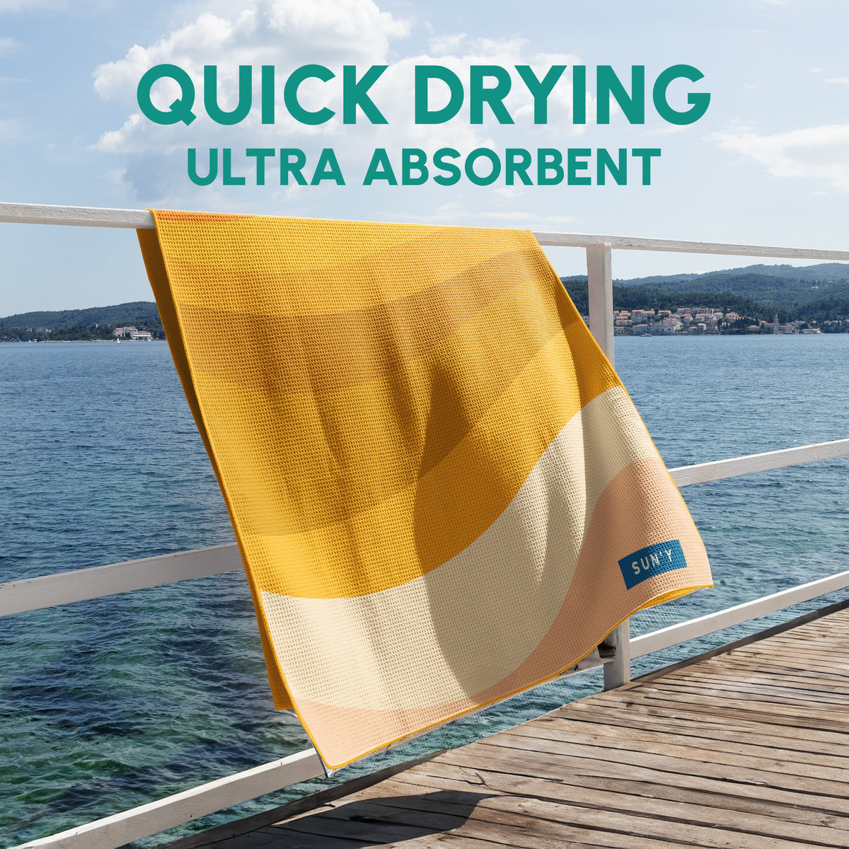 Boho sand free beach towel quick-dry feature demonstration
