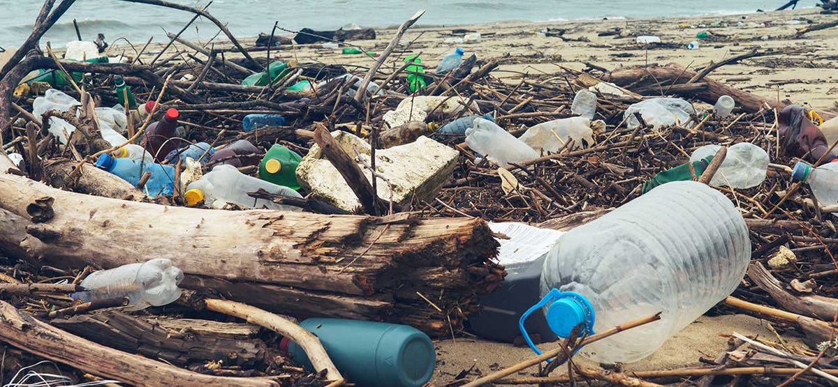 Ocean bound plastic collected near the coastline before it reaches the sea